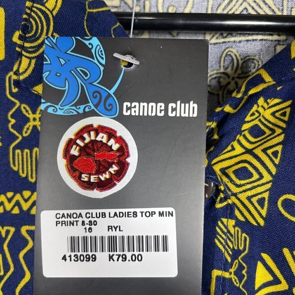 Canoe Club Nwt Men's Ss Navy Yellow Tropical Print Button-Up Shirt 16 Cotton! — image 3 of 6